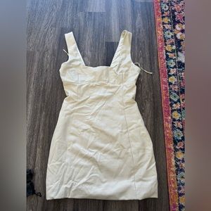 Meshki Faux Leather cream mini dress